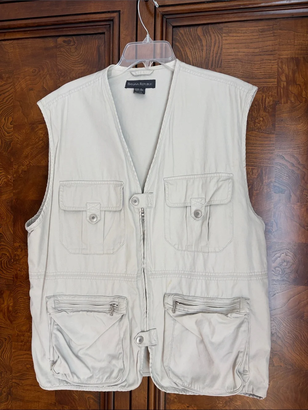 Title: Vintage Banana Republic Safari Travel Photojournalist Vest Size L
